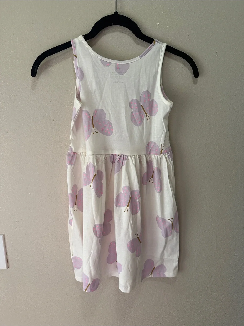 H&M White Dress with Light Pink Butterfly Print